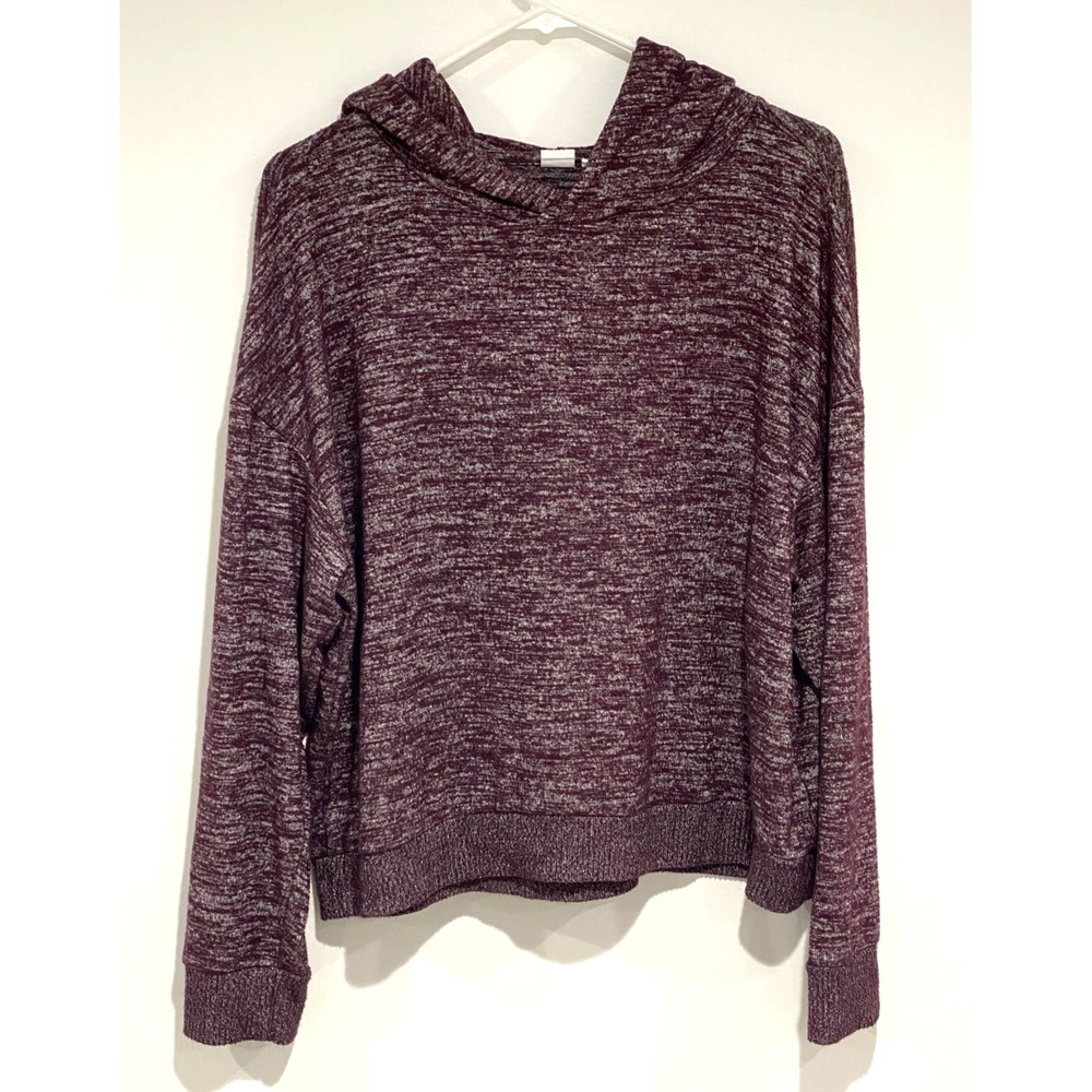 Gap Cropped Hoodie Red / Maroon Women's Size Large Sweatshirt Stretch Space Dye